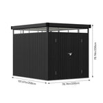 6.56ft×8.46ft Metal Garden Storage Shed Skylight Roof Shed, Flat Roof Storage