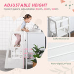 Step Stool, Adjustable Standing Platform, Toddler Kitchen Stool | White