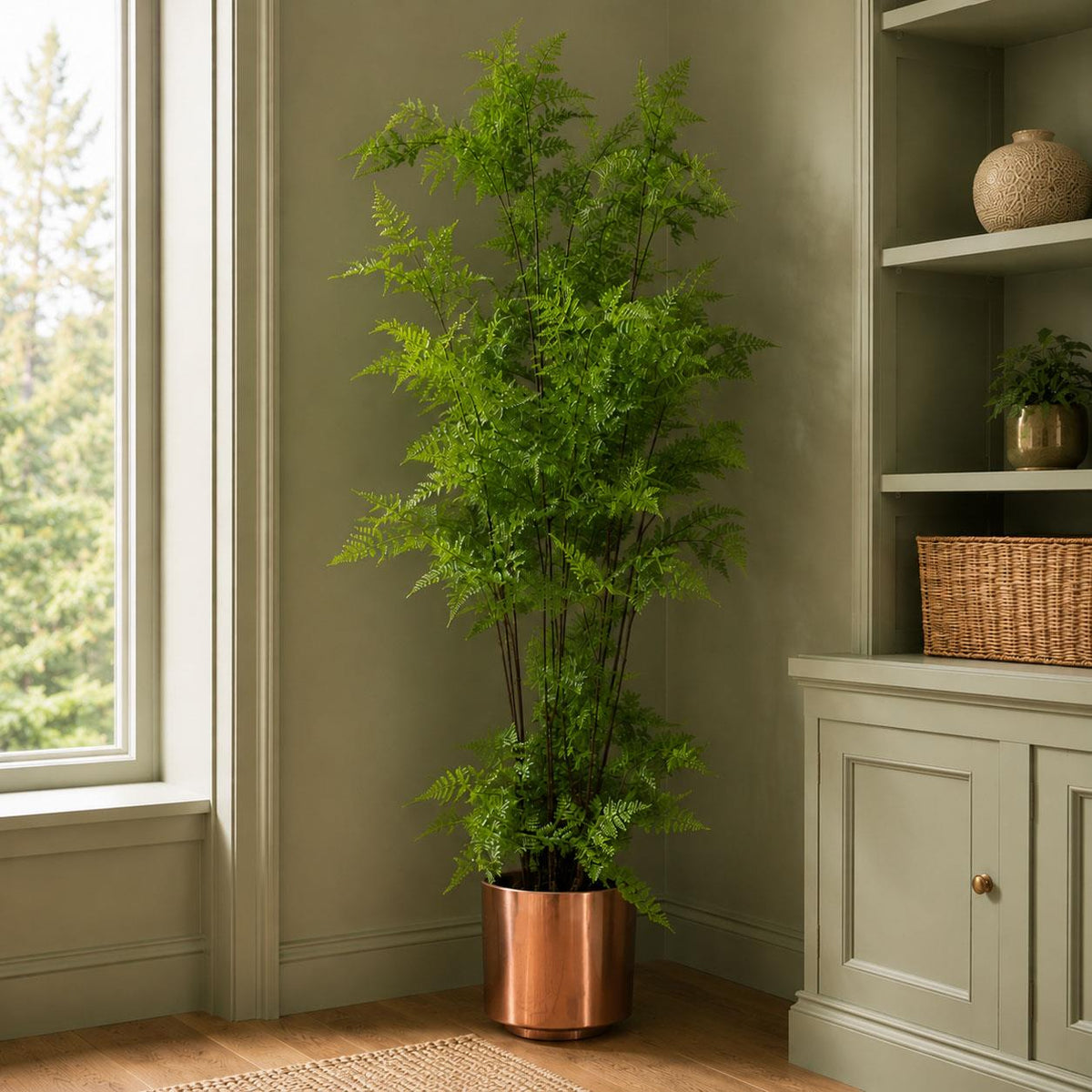 150cm Artificial Moss Base Fern Foliage Plant With Copper Metal Plater
