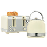 1.7l 3000w Fast Boil Electric Kettle And 4 Slice Toaster Set | Cream