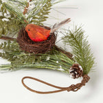 HOMESCAPES Festive Christmas Garland With Artificial Pine And Robins Nests 5ft