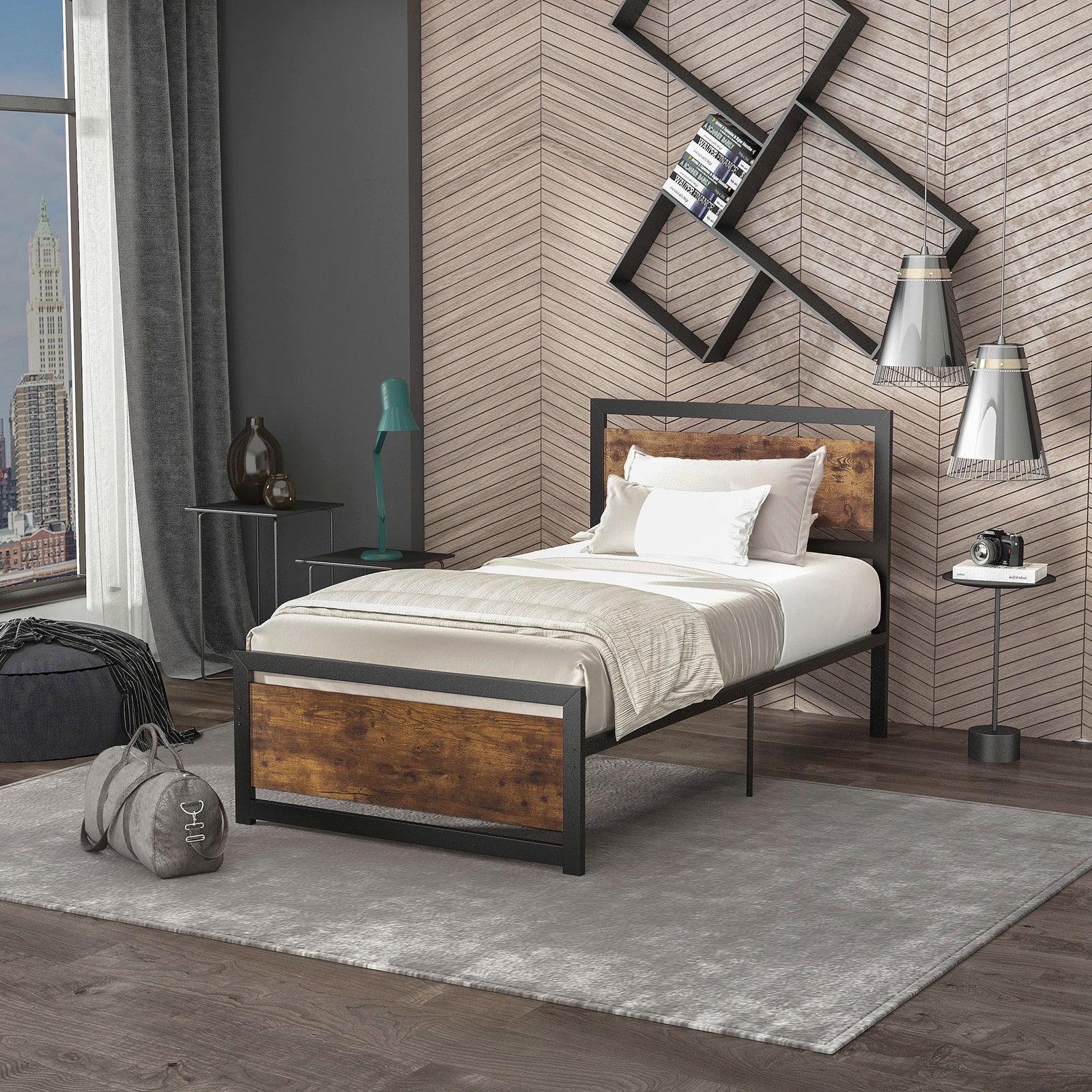 Single/double/king Metal Bed Frame With Headboard Footboard | Single | Brown