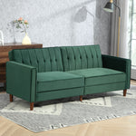 Convertible Sofa Futon Velvet Touch Tufted Couch Sofa Bed | One Size | Green