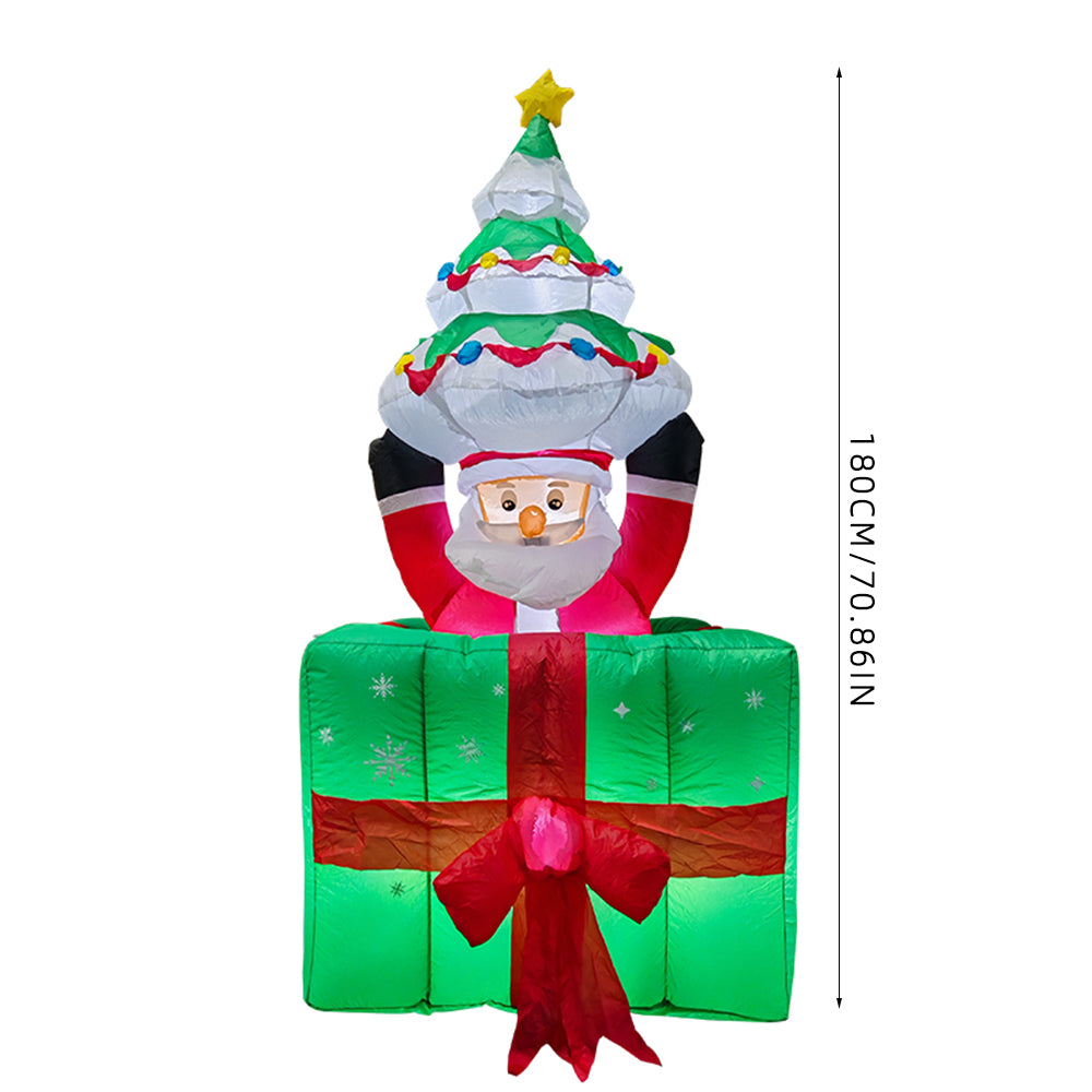 6ft Christmas Inflatable Liftable Santa Claus With Gift Box Decorations
