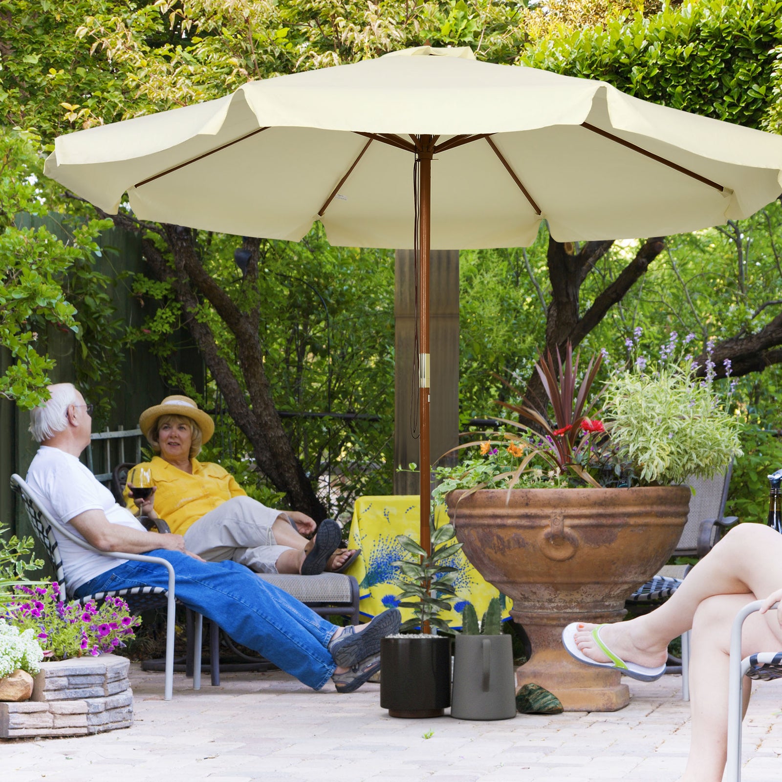 3.3m Garden Parasol With 8 Ribs - Beige