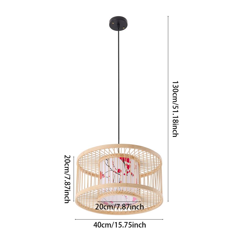Rustic Bamboo Woven Pendant Light – Cylindrical Lampshade With Natural Beech Tone For Cozy Home Décor