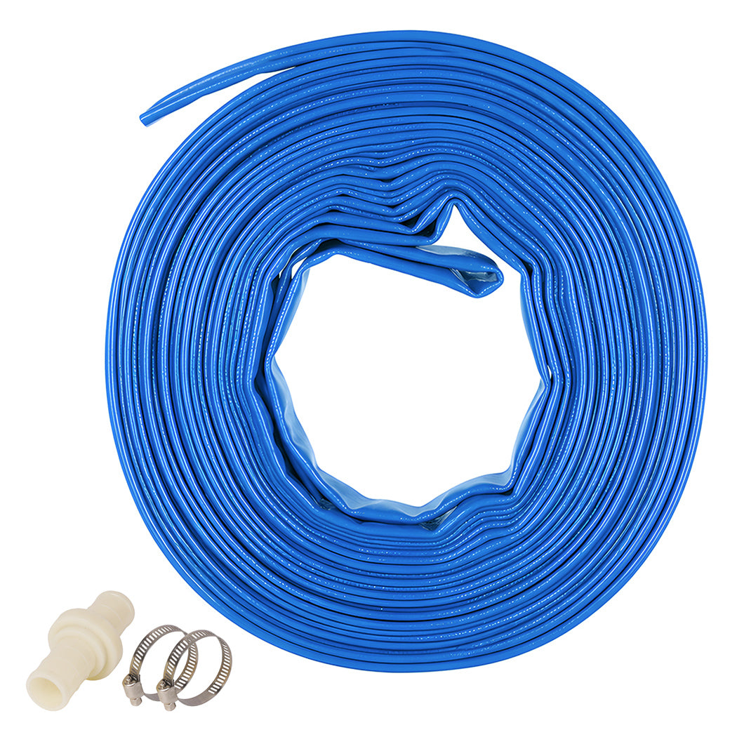 Hose Pipe 1 Inch Reinforced Pvc 20m For Home Pool Drainage Pump Blue | Blue