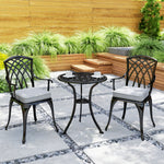 3 Pcs Aluminium Garden Coffee Table Setw/ Parasol Hole