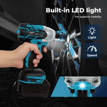 21v Brushless Impact Wrench Drill 1/2" Rattle Gun 4.0ah Battery Kit | Blue
