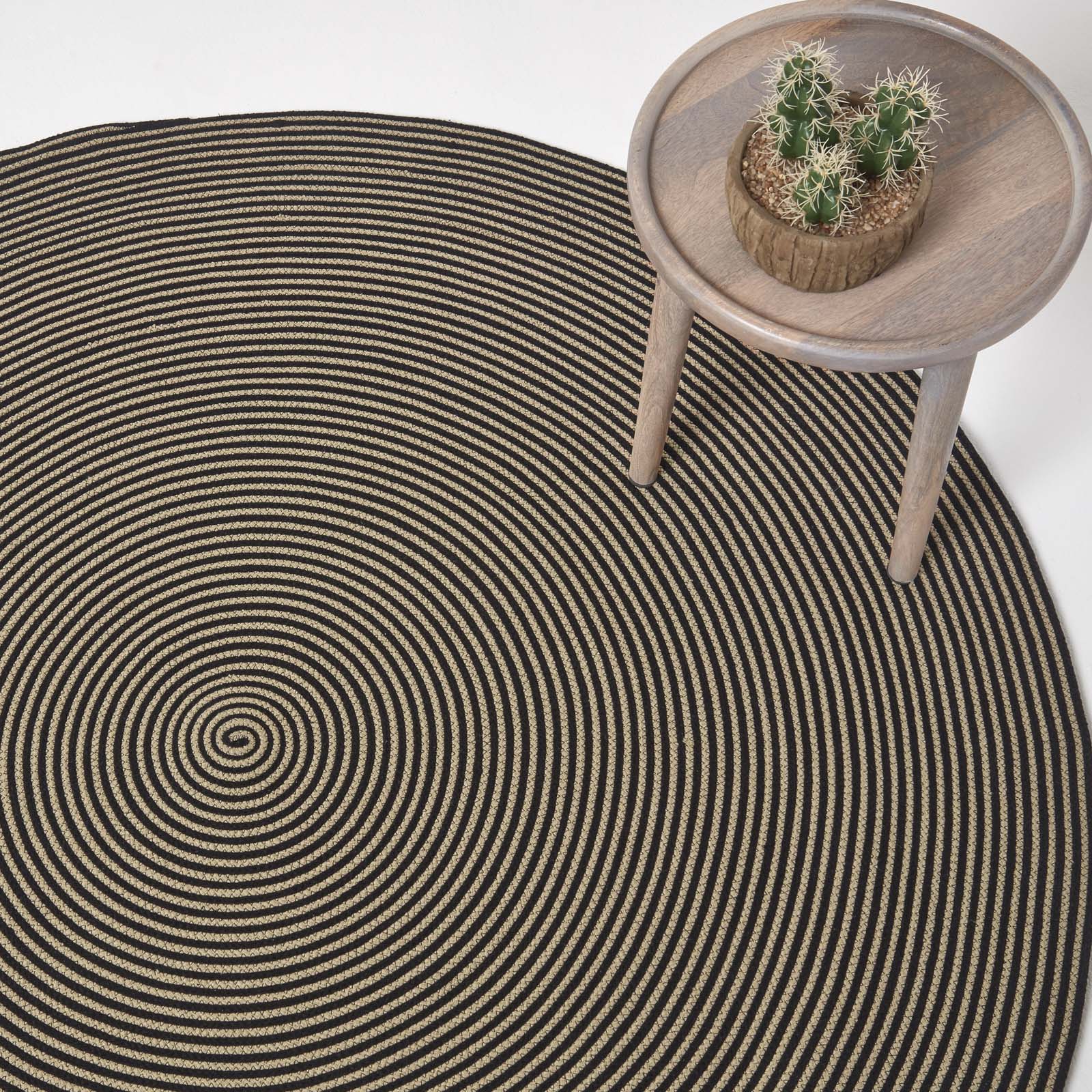 Handmade Woven Spiral Braided Rug | 200cm | Linen