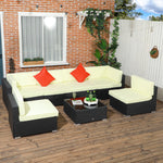 Rattan Garden Furniture Set Coffee Table Buckle Structure | Black