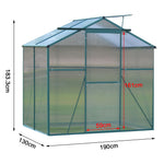Polycarbonate Greenhouse– Aluminum Frame Walk-in Greenhouse With Sliding Door & Ventilation Window For Plants & Flowers, Green, 4 x 6ft