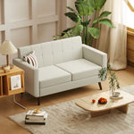 Modern Loveseat Upholstered Fabric Sofa, Cream