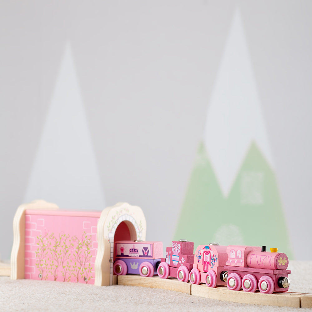 Wooden Princess Train Engine with 3 Carriages