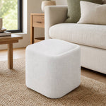 Modern Cube Storage Footstool Ottoman With Reversible Lid | White