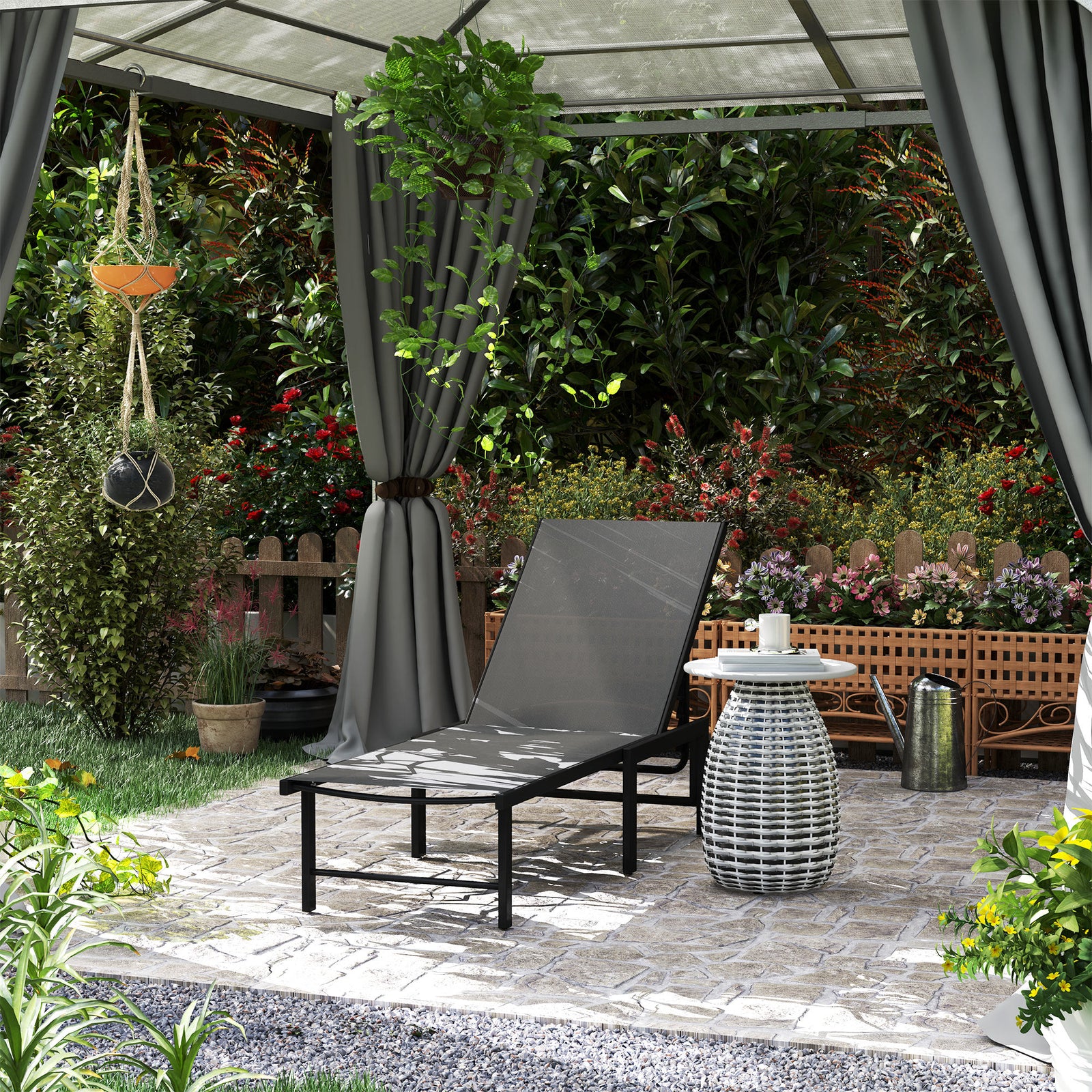 Sun Lounger, 5-level Reclining Sunbed