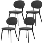 Set Of 4 Sherpa Dining Chairs Boucle Kitchen Chairs | One Size | Black