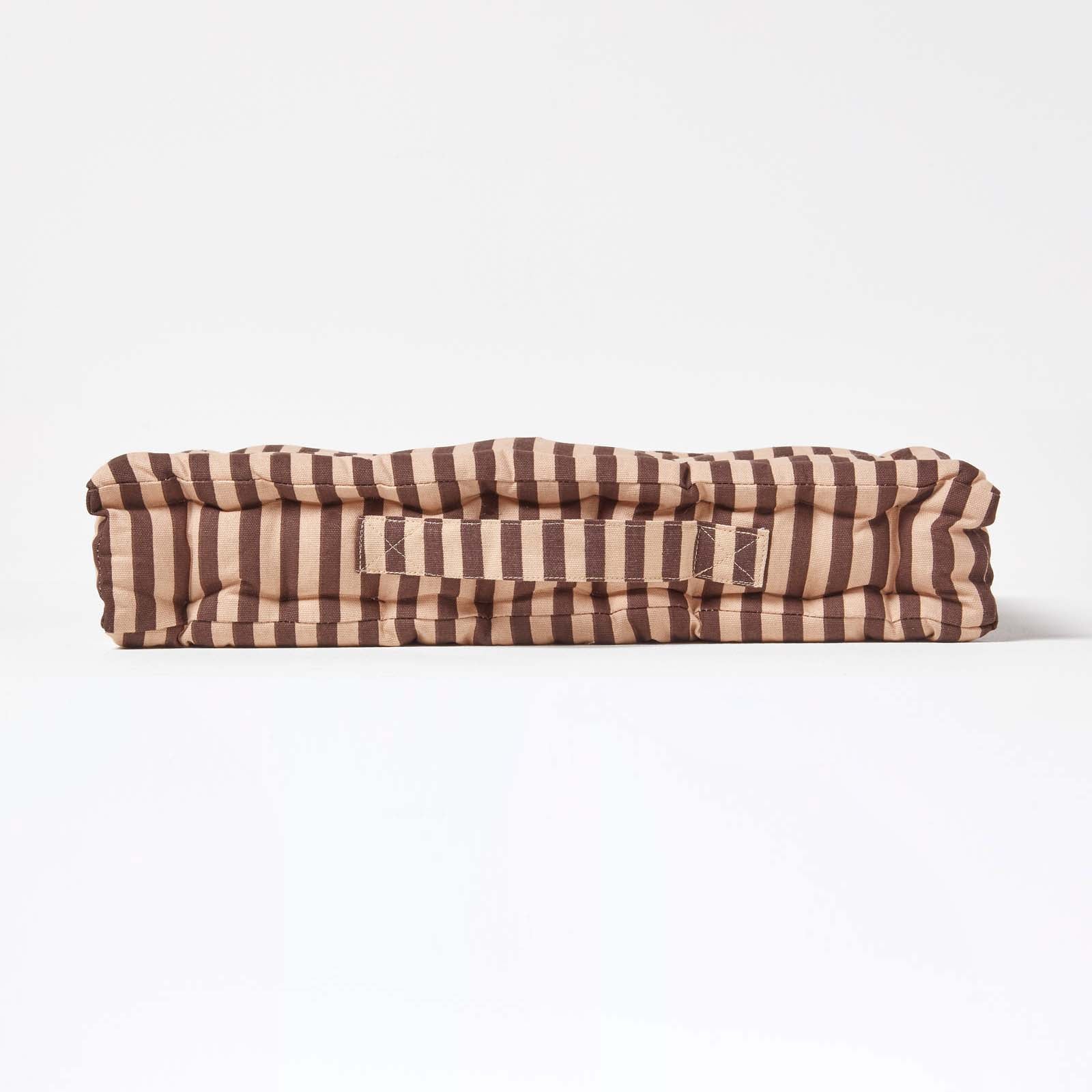 Cotton Thin Striped Floor Cushion | 50cm x 50cm | Beige