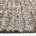 Real Leather Handwoven Diamond Pattern Rug | 120cm x 180cm | Brown