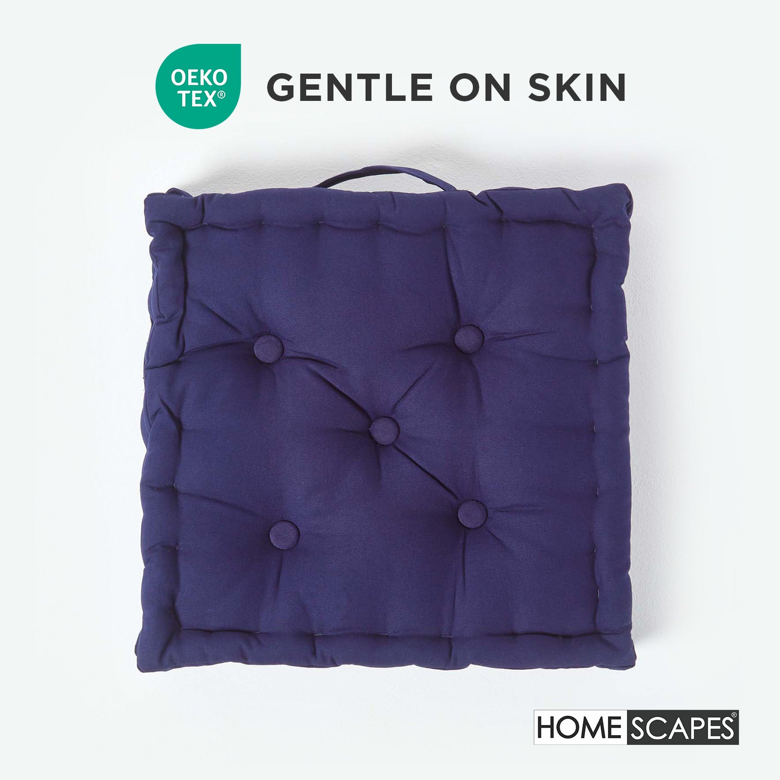 Cotton Plain Floor Cushion | 50cm x 50cm | Navy Blue