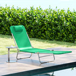Sun Lounger Foldable Reclining Chair With Headrest | Dark Green