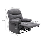 Manual Faux Leather Recliner Armchair Upholstered Lounge Chair With Adjustable Backrest & Footrest For Living Room, Bedroom, Home Theater & Office | Grey