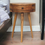 Solid Wood Mini Oak-ish Circular Shape Bedside