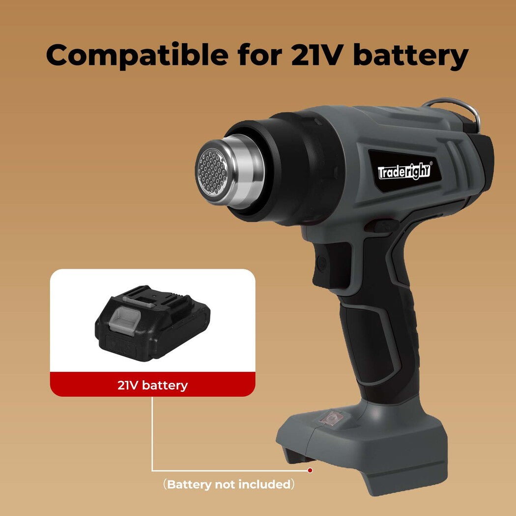 Hot Air Heat Gun Electric Cordless 21v With 5 Nozzles (no Battery) | Grey
