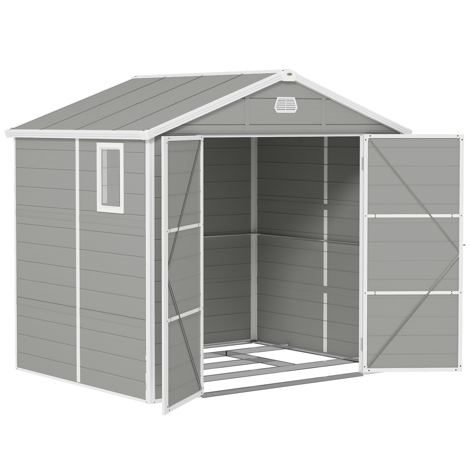 8x6ft Garden Shed With Foundation Kit, Vents & Lockable Door