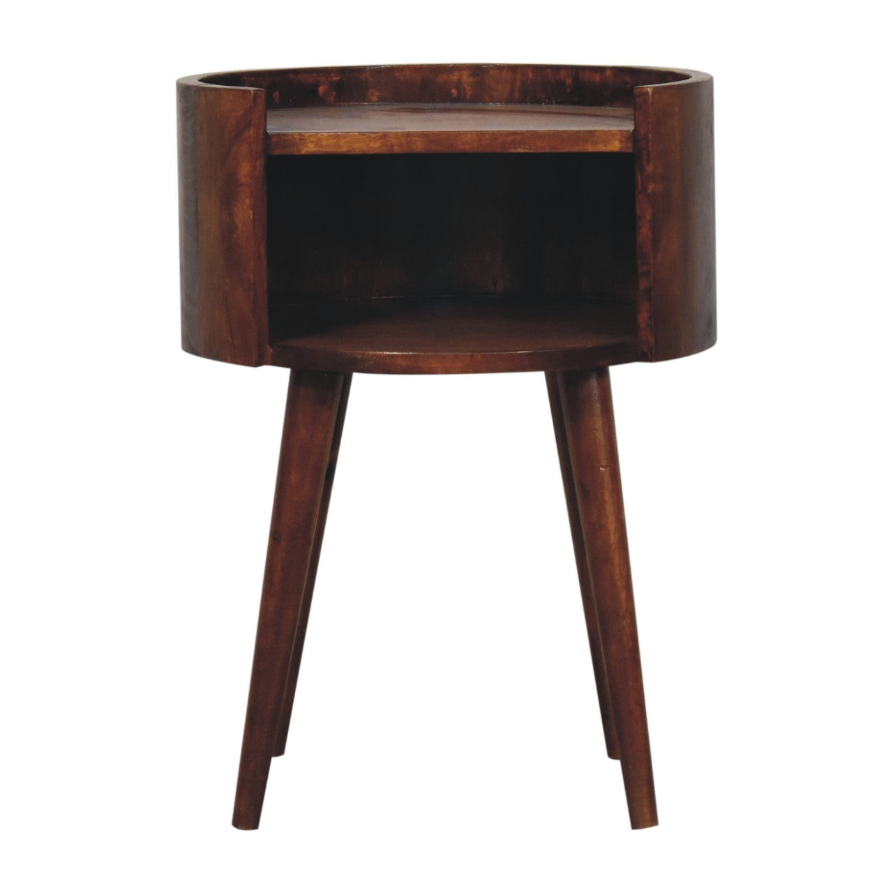 Solid Wood Chestnut Round Open Slot Bedside