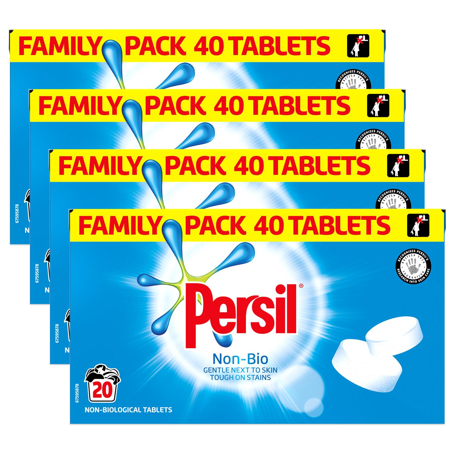 Non-bio Tablet Laundry Detergent, 20 Washes, 1.2kg, 4pk