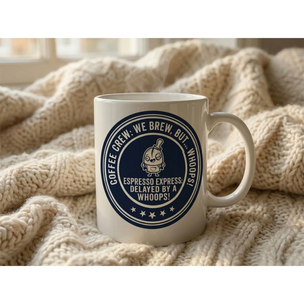 Dyzi Coffee Crew We Brew But Whoops Funny Quote Ceramic Mug