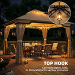 3.3 X 3.3 M Garden Gazebo With Shelves, Upf50+ Permanent Gazebo | Khaki