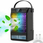 4-in-1 Mini Air Cooler With Rgb 7 Led Light, Cooling Fan | Black