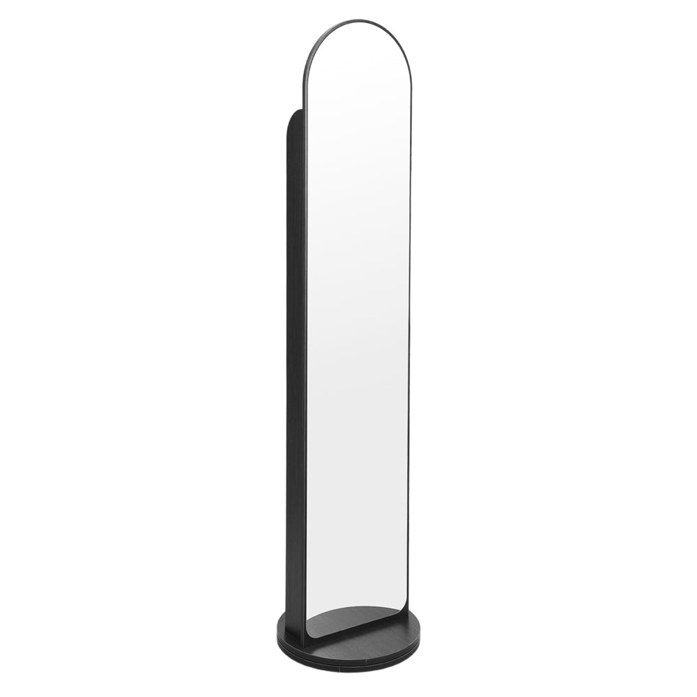 Rotating Full-length Mirror With Magazine Rack,standing Arched Mirror | Black