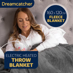 Sherpa Fleece Electric Heated Throw Over Blanket Double Polyester 160cm X 120cm | L | Grey