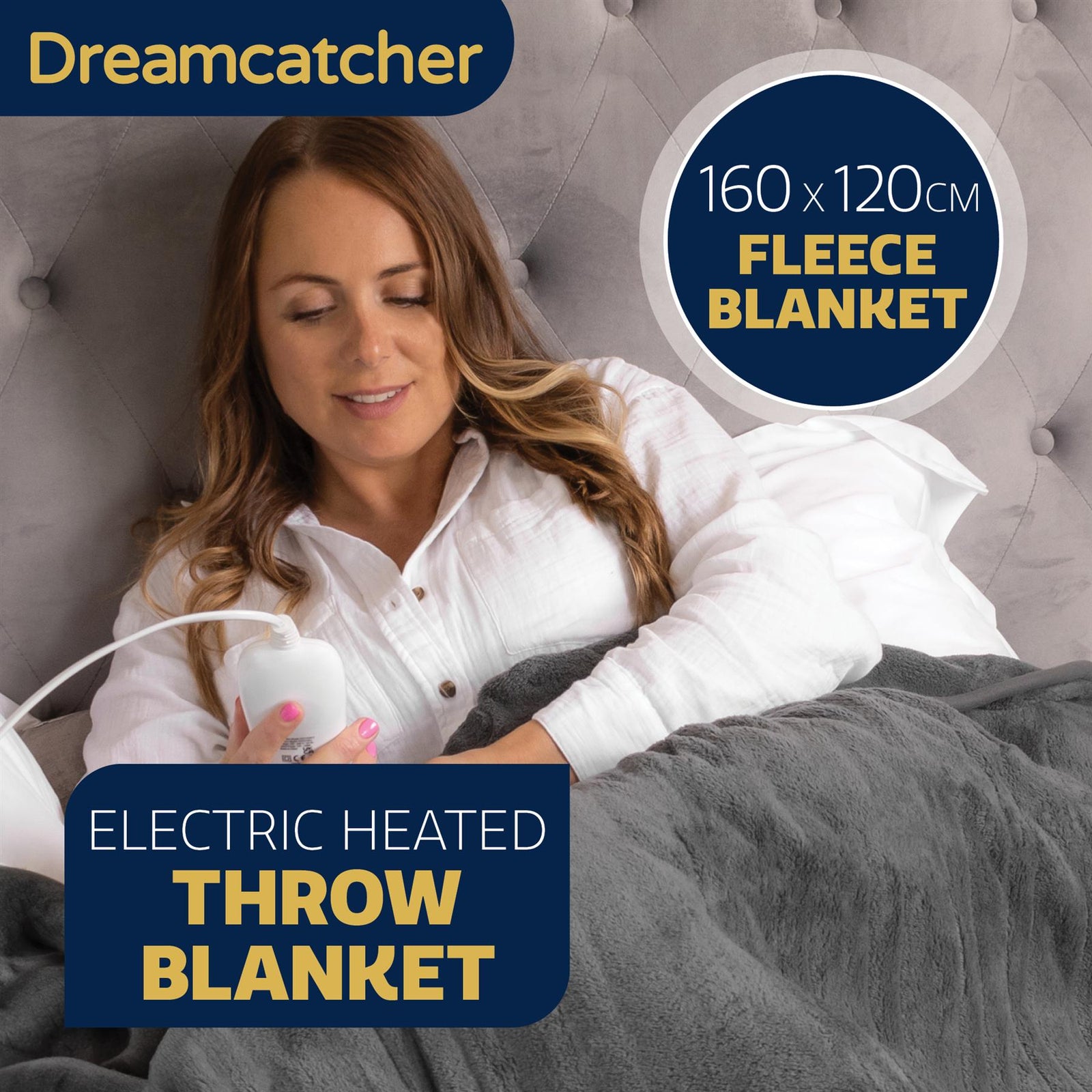 Sherpa Fleece Electric Heated Throw Over Blanket Double Polyester 160cm X 120cm | L | Grey