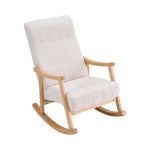 Minimalist Solid Wood Rocking Chair With Tufted Backrest – Ergonomic Design For Comfort And Relaxation | Beige