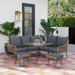6 Piece Garden Furniture Set Garden Sofa With Cushions | Light Brown