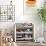 Kids Toy Storage Units With 6 Storage Boxes, 76 X 37 X 60cm, Grey