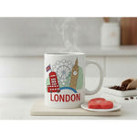 Dyzi London Bus Quote Ceramic Coffee Mug White Travel Design