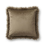 Faux Mongolian Fur Cushion, 40 X 40cm | 40cm x 40cm | Brown