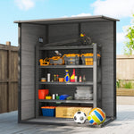 Lean To Garden Shed, Plastic Tool Storage House W/ Lockable Door | Dark Grey