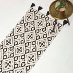 Reva Black & White Cotton Geometric Rug | 200cm | Black & White