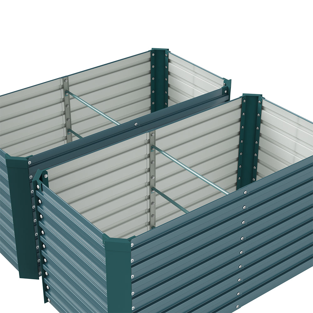 2 Pcs Thickened Rectangular Raised Garden Bed – Durable Coated Steel With Reinforced Corners,  Outdoor Planter For Vegetables, Fruits & Flowers | Dark Green