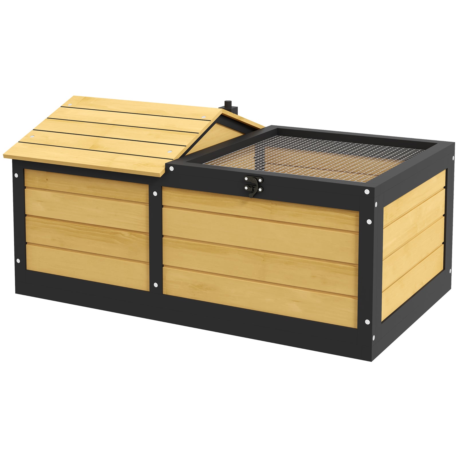 Wooden Tortoise House, Small Pet Reptile With Hide Shelter Den And Run | Yellow