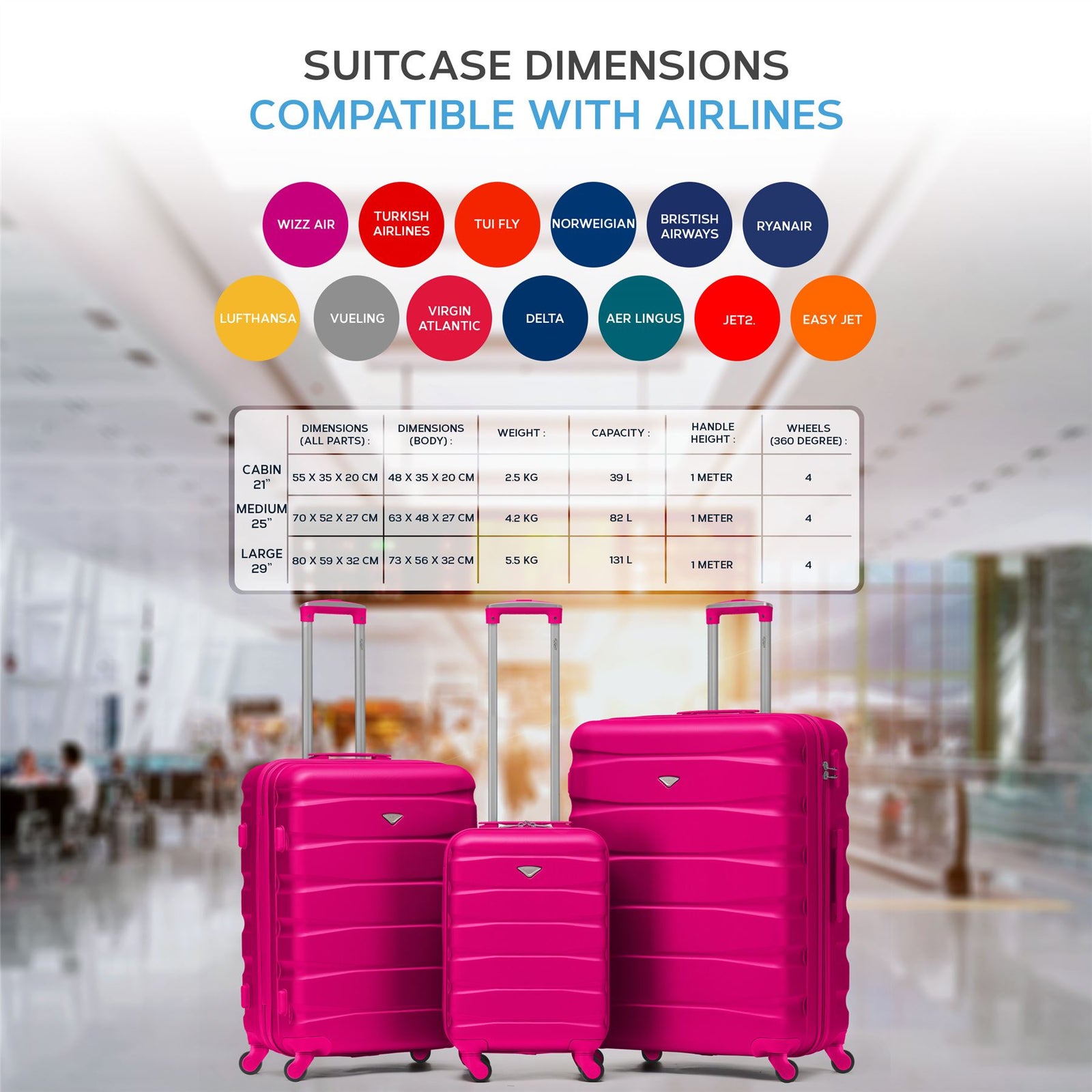 29" Large Suitcase Check-in Hold Luggage Hard Shell 4 Wheels Tsa Lock | Large | Pink