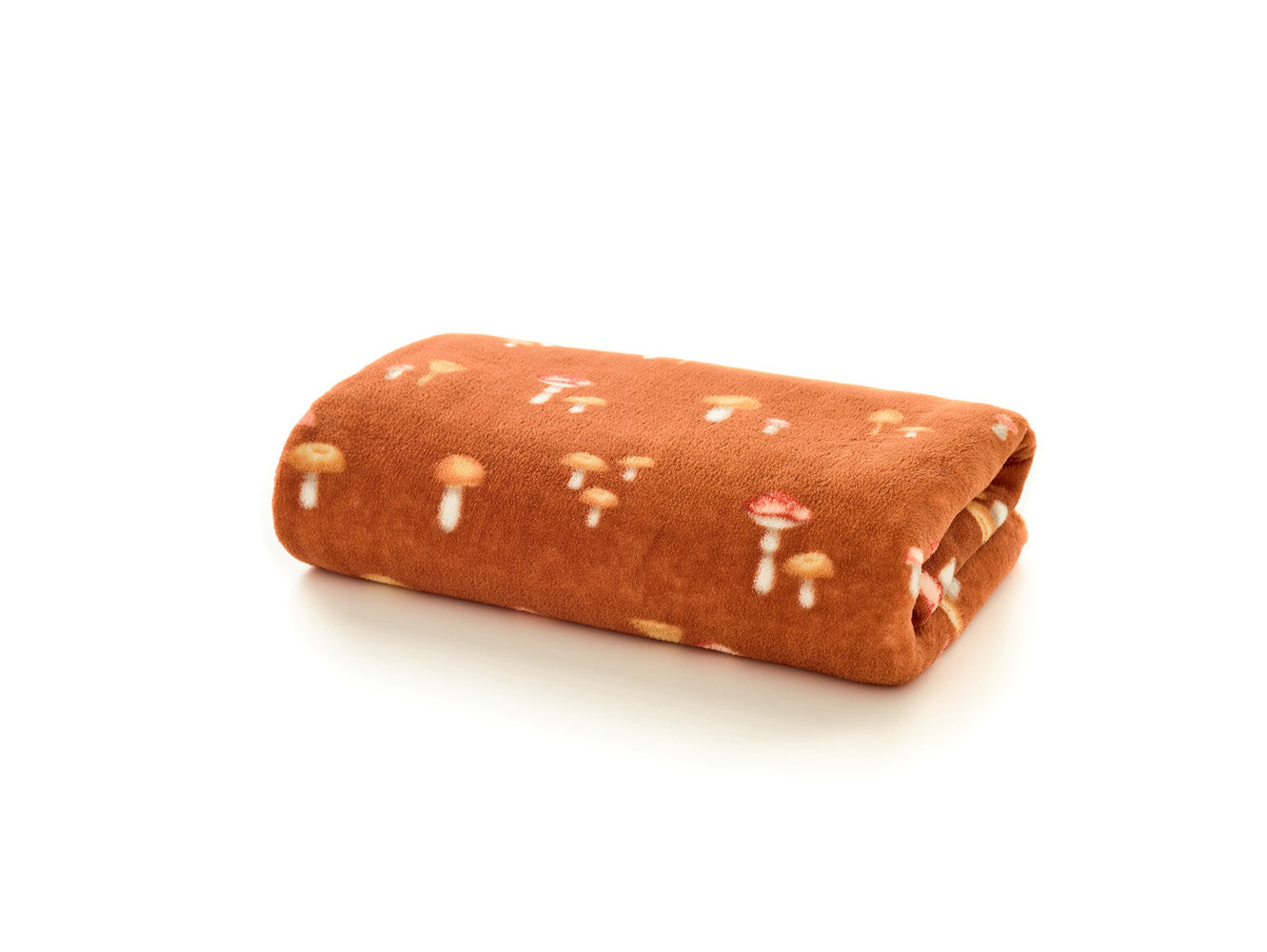 Toadstool Scatter Throw Rust – Mushroom Print Autumn Fleece Blanket 140x180cm | 140cm x 180cm | Rust