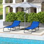 2 Pcs Beach Chaise Lounge 4 Adjustable Positions | Set of 2 | Navy Blue