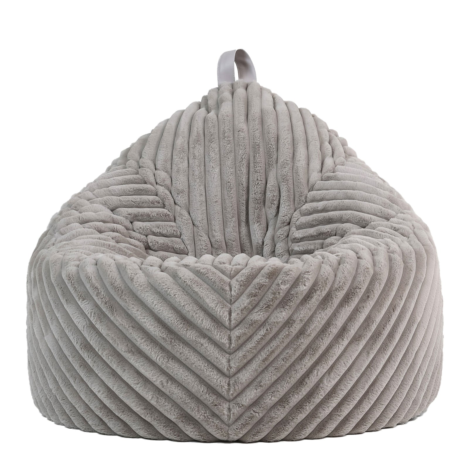 Classic Ribbed Faux Fur Bean Bag Chair | Gray